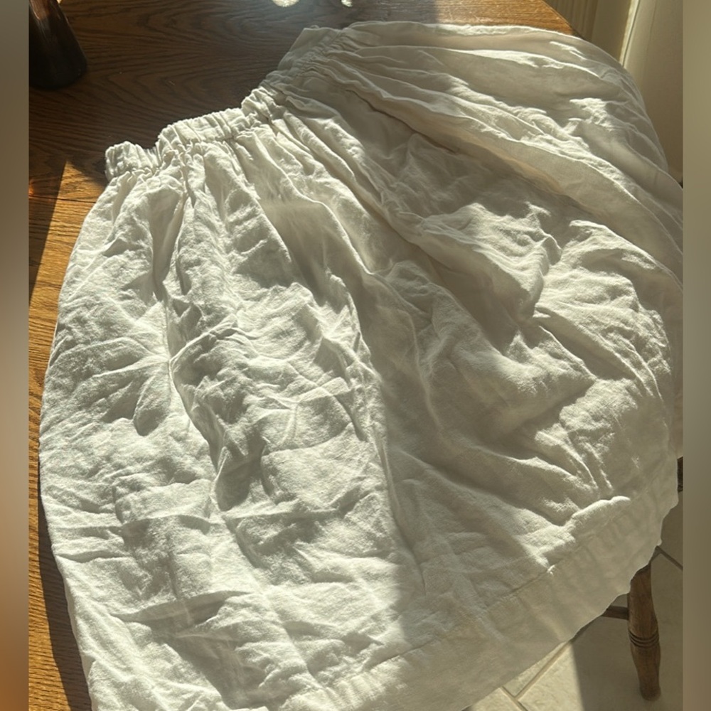 NotPerfectLinen. 1950s flat front linen city skirt M creme New